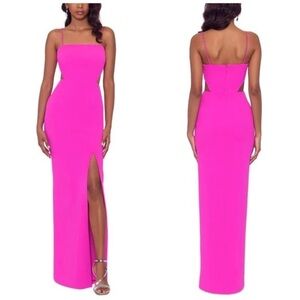 Xscape Cutout Slit Maxi Gown Fuschia Size 8‎ NWT